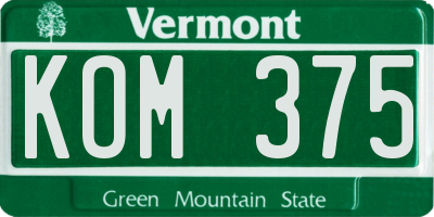 VT license plate KOM375