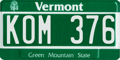 VT license plate KOM376