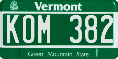 VT license plate KOM382