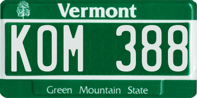VT license plate KOM388