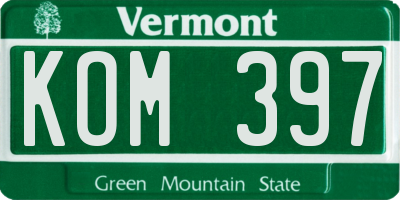VT license plate KOM397