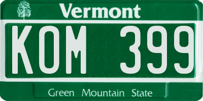 VT license plate KOM399