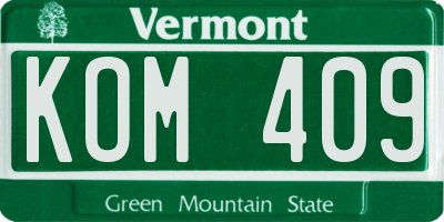 VT license plate KOM409