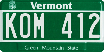 VT license plate KOM412
