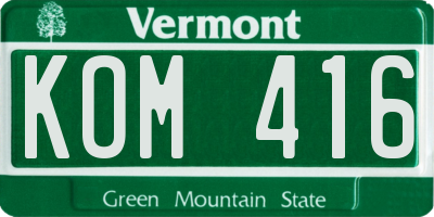 VT license plate KOM416
