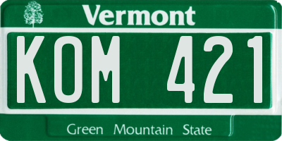 VT license plate KOM421