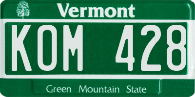 VT license plate KOM428