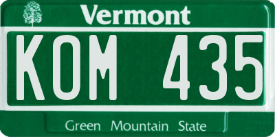 VT license plate KOM435