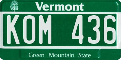VT license plate KOM436