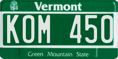 VT license plate KOM450