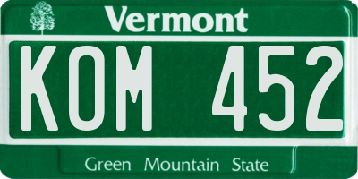 VT license plate KOM452
