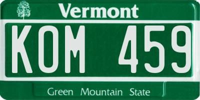 VT license plate KOM459