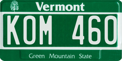 VT license plate KOM460