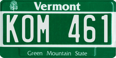 VT license plate KOM461