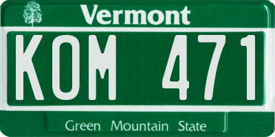 VT license plate KOM471