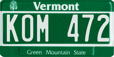 VT license plate KOM472