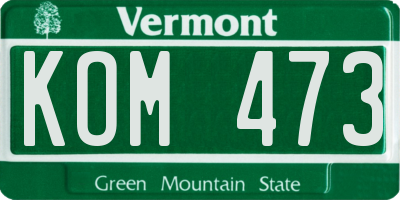 VT license plate KOM473