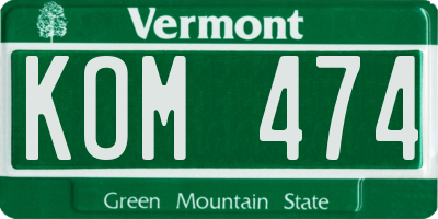 VT license plate KOM474