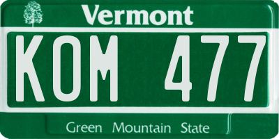 VT license plate KOM477