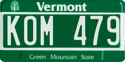 VT license plate KOM479