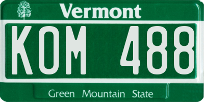 VT license plate KOM488
