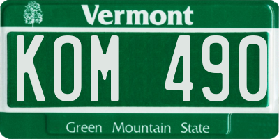 VT license plate KOM490