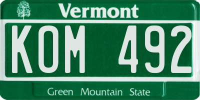 VT license plate KOM492