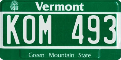 VT license plate KOM493