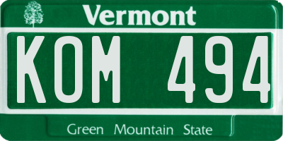 VT license plate KOM494
