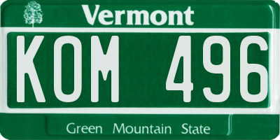 VT license plate KOM496