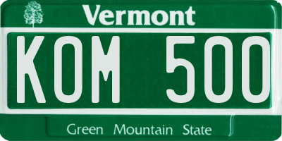 VT license plate KOM500