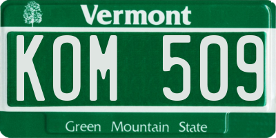 VT license plate KOM509