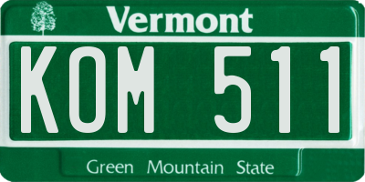 VT license plate KOM511