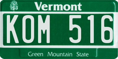 VT license plate KOM516