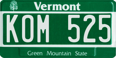 VT license plate KOM525