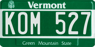 VT license plate KOM527