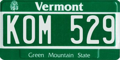 VT license plate KOM529