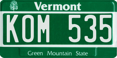 VT license plate KOM535