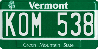 VT license plate KOM538