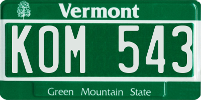 VT license plate KOM543