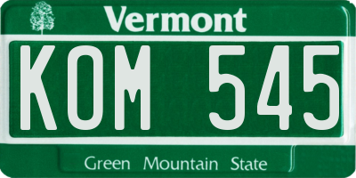 VT license plate KOM545