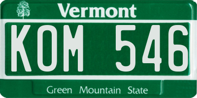 VT license plate KOM546