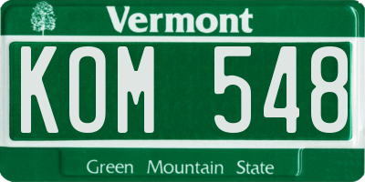 VT license plate KOM548