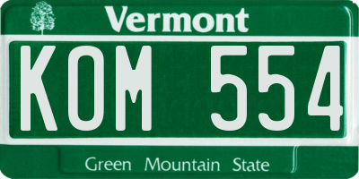 VT license plate KOM554