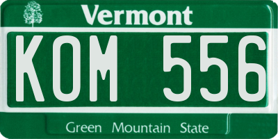 VT license plate KOM556
