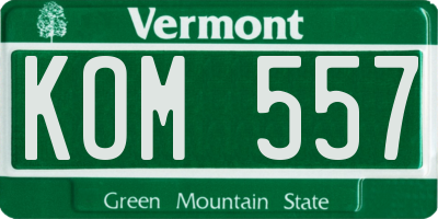 VT license plate KOM557