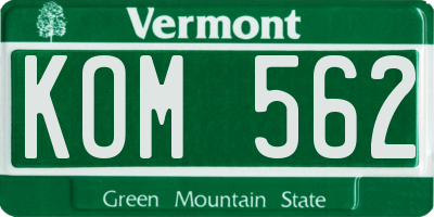 VT license plate KOM562