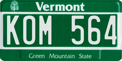 VT license plate KOM564