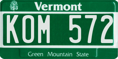 VT license plate KOM572