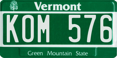 VT license plate KOM576